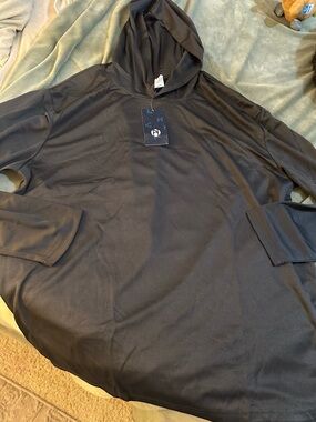 Lightweight Black Hooded Pullover Shirt Jacket